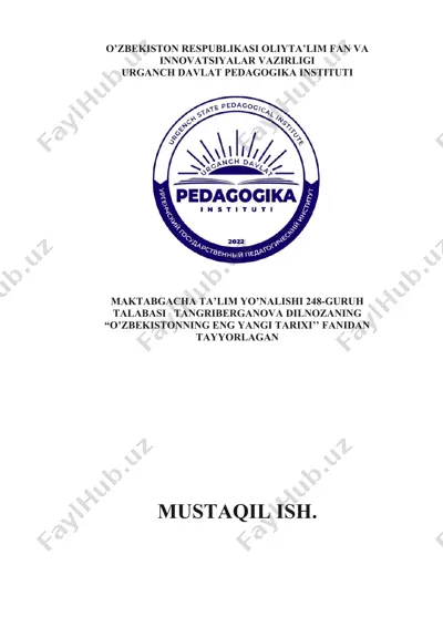 “o’zbekistondagi qayta qurish siyosati va uning inqirozi” — DOCX
