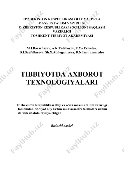 tibbiyotda axborot texnologiyalari darsligi — DOCX