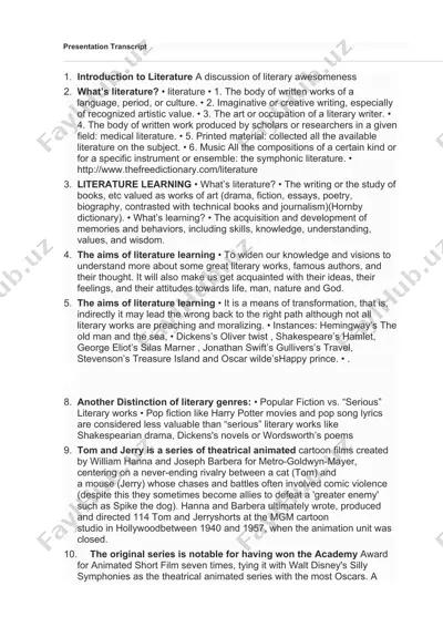 introduction to literature — DOCX