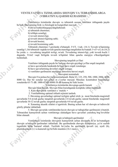 ventilyatsiya tizimlarida shovqin va tebranishlarga qarshi kurashish — DOCX