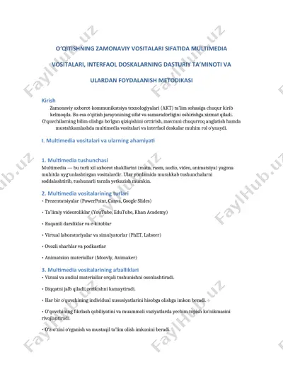 multimedia vositalari va ularning ahamiyati — DOCX