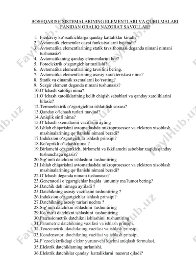 boshqarish sistemalarining elementlari va qurilmalari — DOCX
