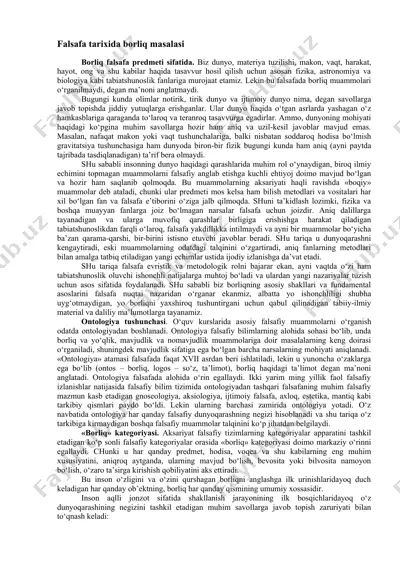 falsafa tarixida borliq masalasi — DOCX