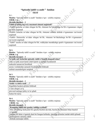 iqtisodiy tahlil va audit — DOCX