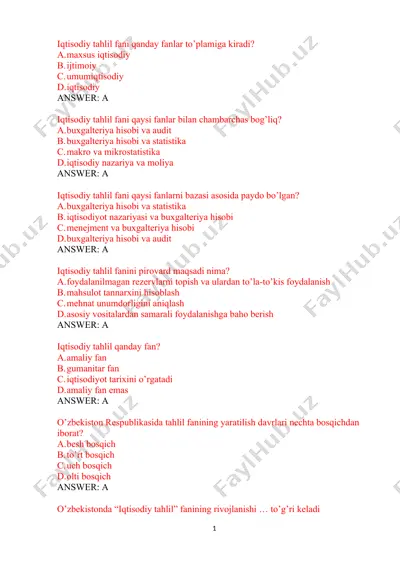 iqtisodiy tahlil fanining asosiy jarayoni — DOCX