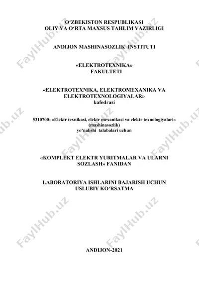 komplekt elektr yuritmalar va ularni sozlash — DOCX