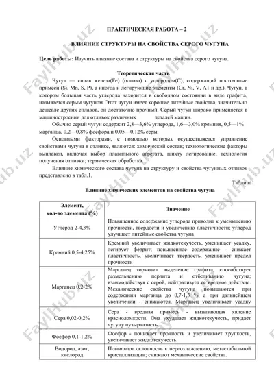 влияние структуры на свойства серого чугуна — DOCX