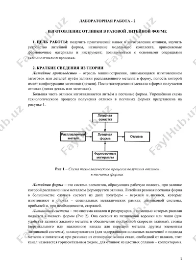 - teglar: литейное производство, отливка, литейная форма, формовочные материалы, технологический процесс, литниковая система — DOCX
