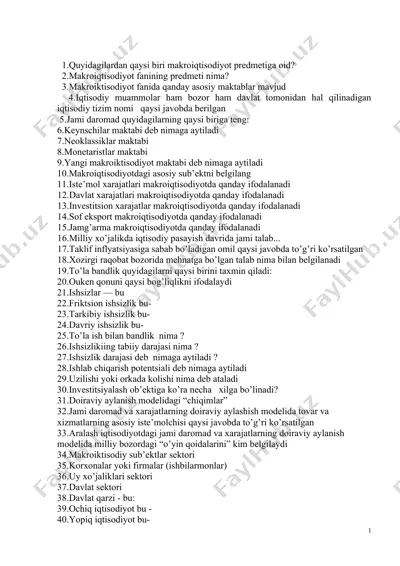 makroiqtisodiyot haqida ma'lumotlar — DOCX