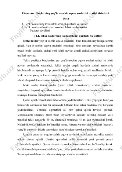 binolarning yog’in-sochin oqova suvlarini uzatish tizimlari — DOCX