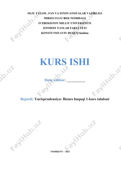 mahalliy davlat hokimiyati asoslari. fuqarolarning o’zini-o’zi boshqarish organlari — DOCX