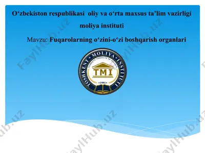fuqarolarning oʻzini-oʻzi boshqarish organlari — PPTX