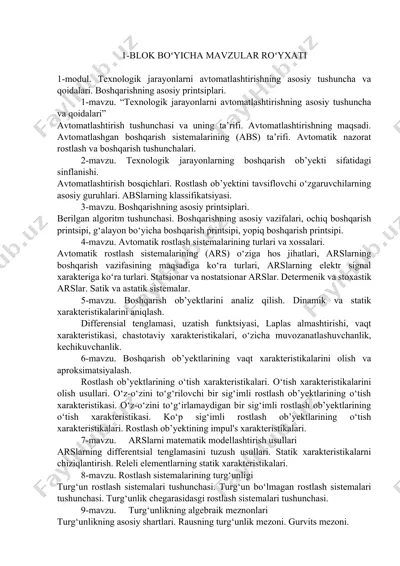 texnologik jarayonlarni avtomatlashtirishning asosiy tushuncha va qoidalari — DOCX