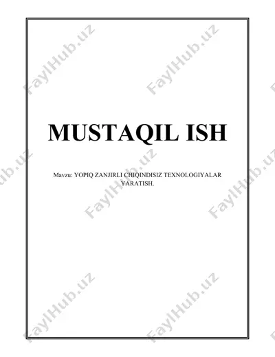 zanjirli chiqindisiz texnologiyalar — DOCX