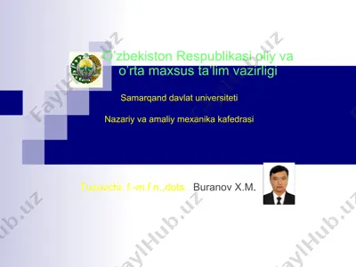 mexanik sistema harakat miqdori momentining o’zgarishi haqidagi teorema — PPT
