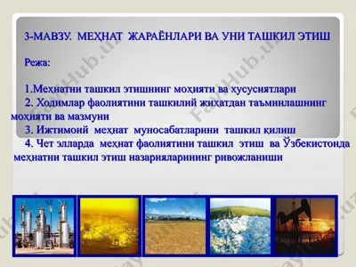 mehnat jarayonlari va uni tashkil etish — PPT