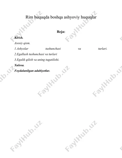 rim huquqda boshqa ashyoviy huquqlar — DOCX