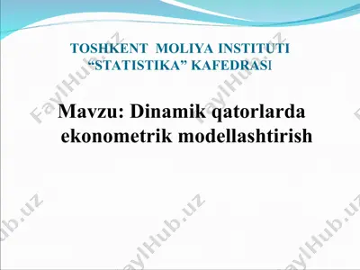 dinamikqatorlarda ekonometrik modellashtirish — PPT