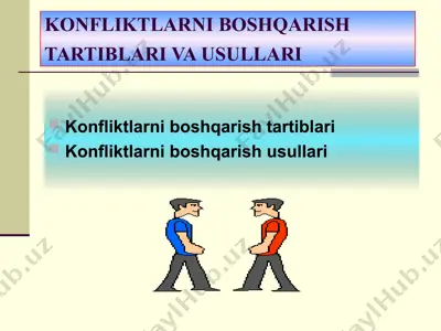 konfliktlarni boshqarish tartiblari va usullari — PPT