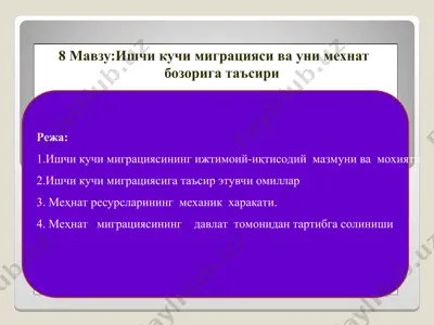 ishchi kuchi migratsiyasi va uning mehnat bozoriga ta'siri — PPT