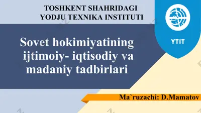 sovet hokimiyatining ijtimoiy-iqtisodiy va madaniy tadbirlari — PPT