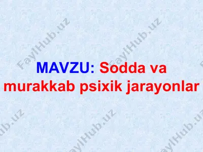 psixik jarayonlar — PPT