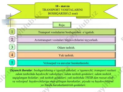 transport vositalarini boshqarish — PPT