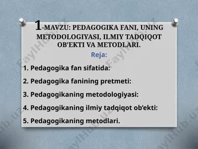 pedagogika fanining metodologiyasi — PPTX