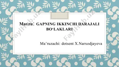 ikkinchi darajali bo‘laklar — PPTX