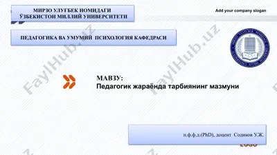 tadqiqot: pedagogika jara'yonda tarbiyaning mazmuni — PPTX