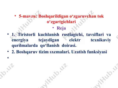 tiristorli kuchlanish rostlagichlari — PPTX