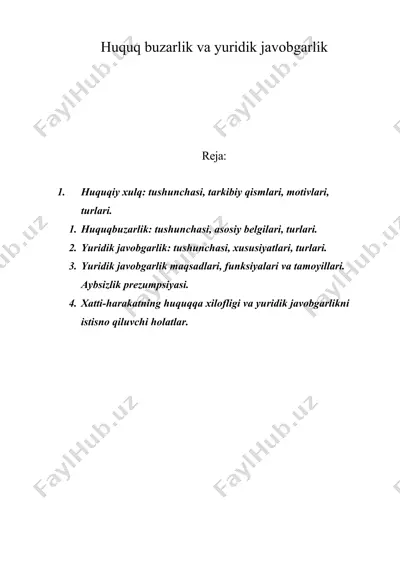 huquq buzarlik va yuridik javobgarlik — DOC