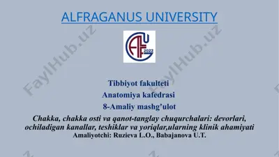 alfraganus university tibbiyotfakulteti anatomiyakafedrasi 8-amaliymashg’ulot — PPTX