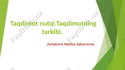 taqdimotlar haqida umumiy ma`lumotlar — PPTX