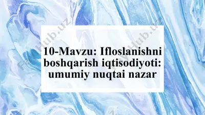 ifloslanishni boshqarish iqtisodiyoti: umumiy nuqtai nazar — PPTX