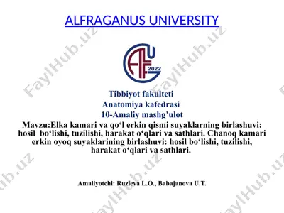 elkakamari va qo‘ler kin qismi suyaklarning birlashuvi — PPTX