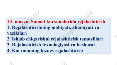 sanoatkorxonalaridarejalashtirish — PPTX