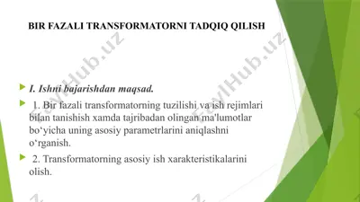 bir fazali transformator — PPTX