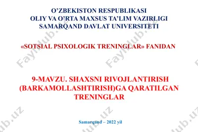 shaxsni rivojlantiruvchi treninglarning tarixi — PPTX