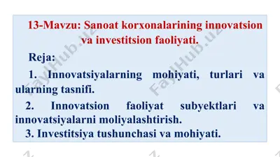 innovatsiya va investitsiya faoliyati — PPTX