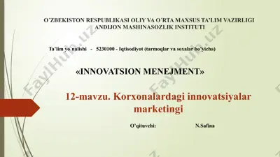 innovatsion menejment — PPTX