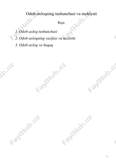 odob-axloqning tushunchasi va mohiyati — DOC