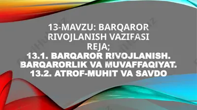 barqaror rivojlanish vazifasi — PPTX