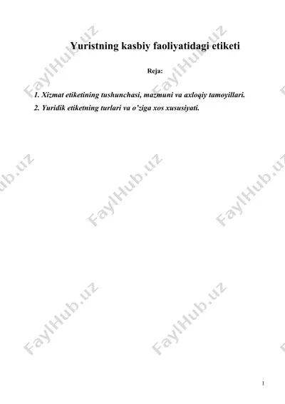 yuristning kasbiy faoliyatidagi etiket — DOC
