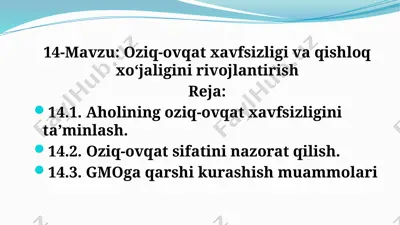 oziq-ovqat xavfsizligi va qishloq xo‘jaligini rivojlantirish — PPTX