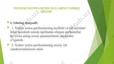 tezkor xotira qurilmalarini tadqiq qilish — PPTX