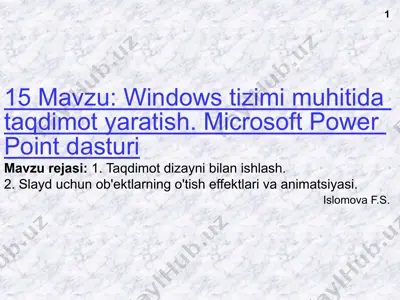 windows tizimi muhitida taqdimot yaratish — PPTX