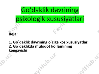 go`daklik psixologiyasi — PPTX