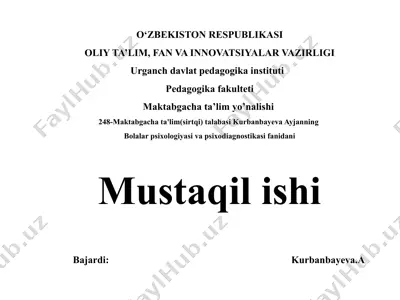 bolalar psixologiyasi va psixodiagnostikasi — PPTX