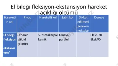 el bileği fleksiyon-ekstansiyon hareket açıklığı ölçümü — PPTX